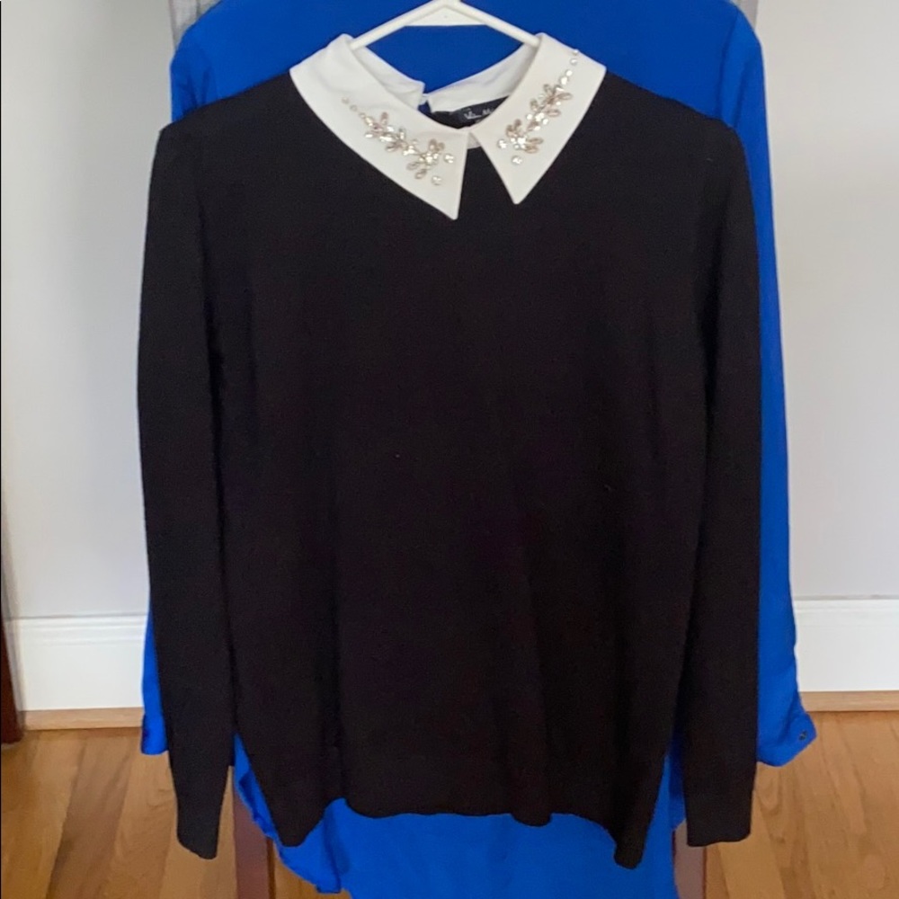 3/$25 Black and white sweater with crystals